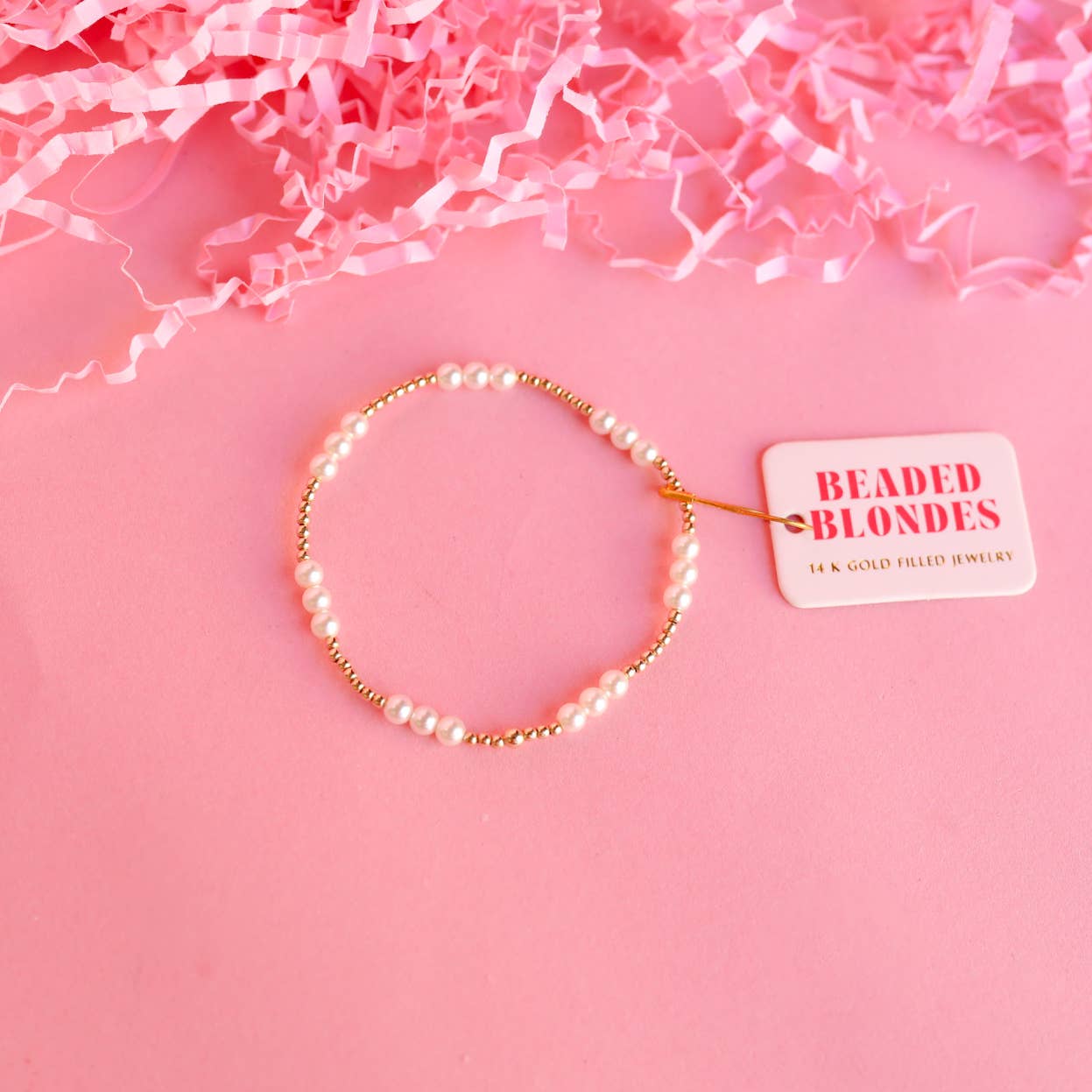 ILY Pearl Bracelet in Gold-Beaded Blondes-The Twisted Chandelier