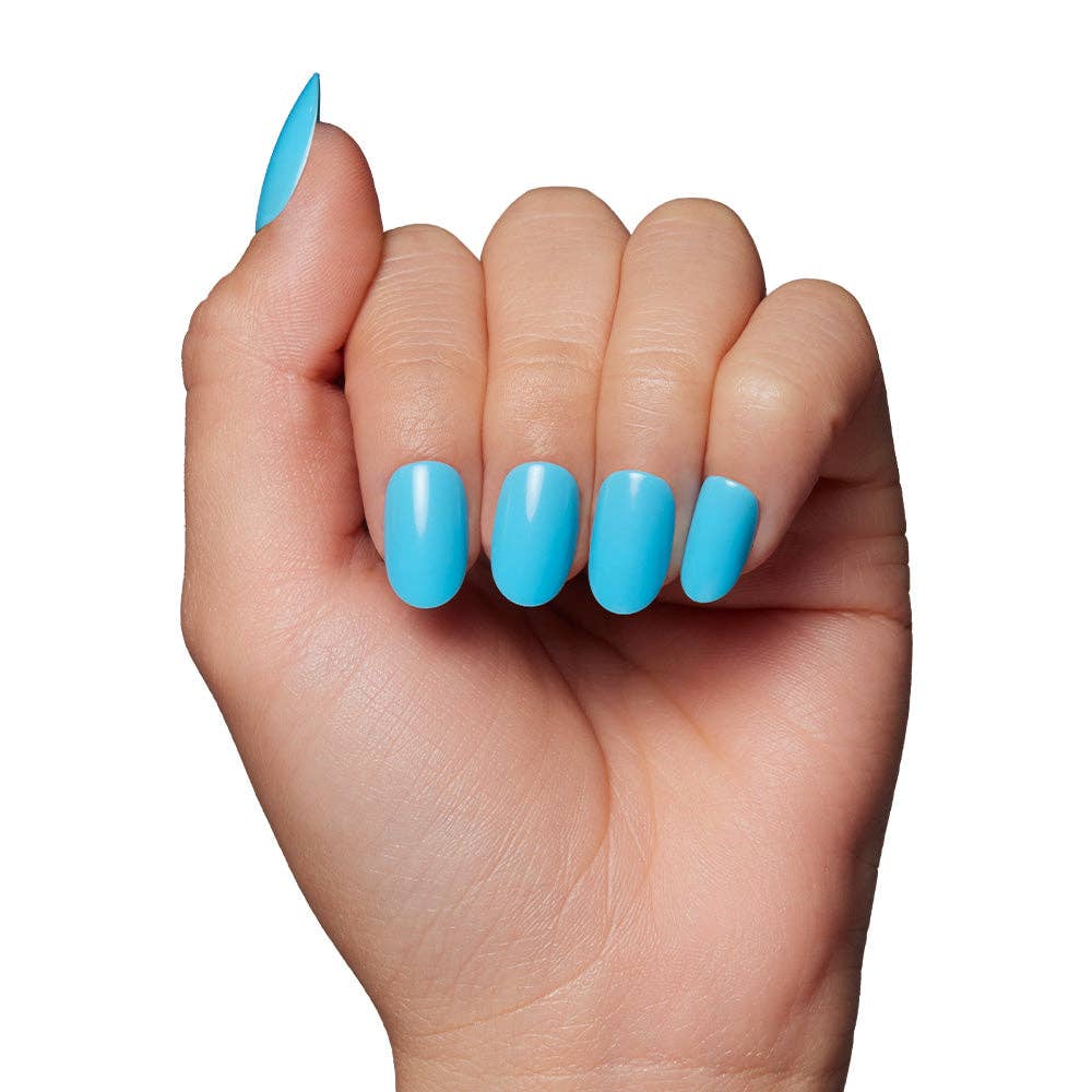 Azure Blue Press-On Nails | Short Round Length | Solid Nails-Glamnetic-The Twisted Chandelier