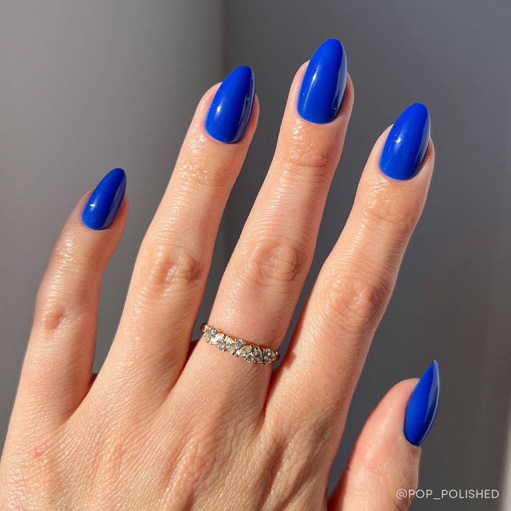 Cobalt Blue Press-On Nails | Solid Nail| Short Almond Length-Glamnetic-The Twisted Chandelier