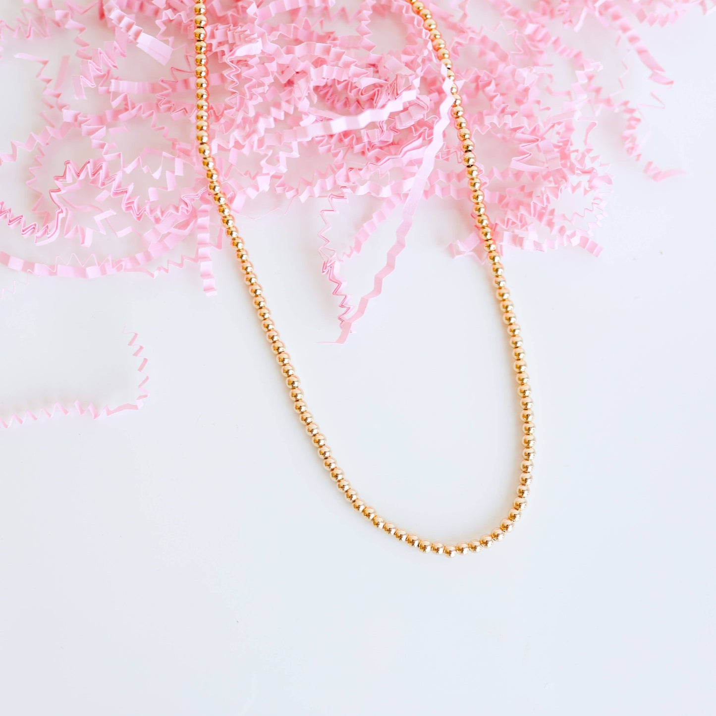 3MM Gold Beaded Necklace-Beaded Blondes-The Twisted Chandelier