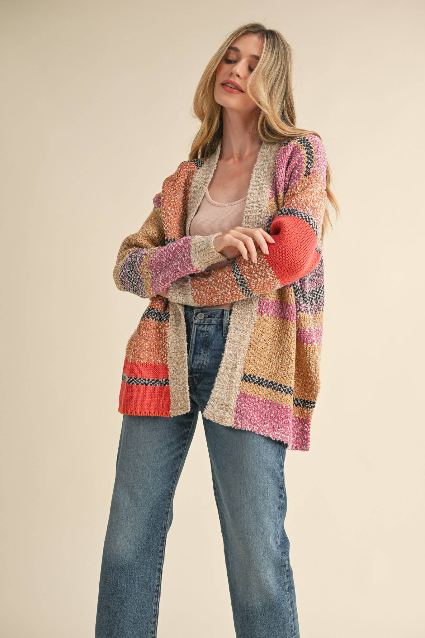 OVERSIZED COLOR BLOCK CARDIGAN MSW10038-&MERCI-The Twisted Chandelier