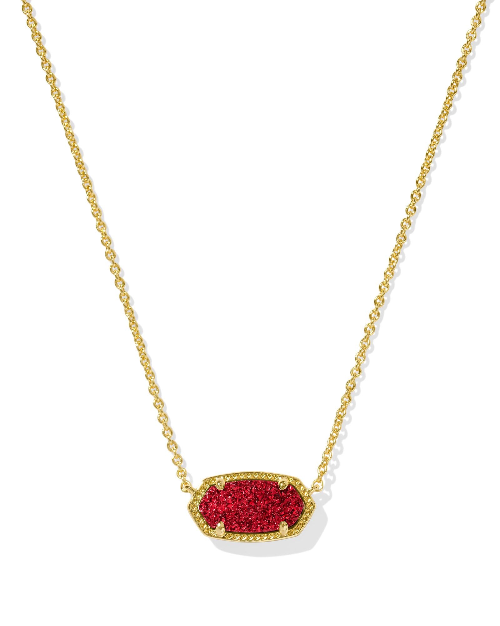 Kendra Scott Elisa Short Pendant Necklace Gold Bright Red Drusy-Necklaces-Kendra Scott-N5067GLD,Sale Kendra Scott-The Twisted Chandelier