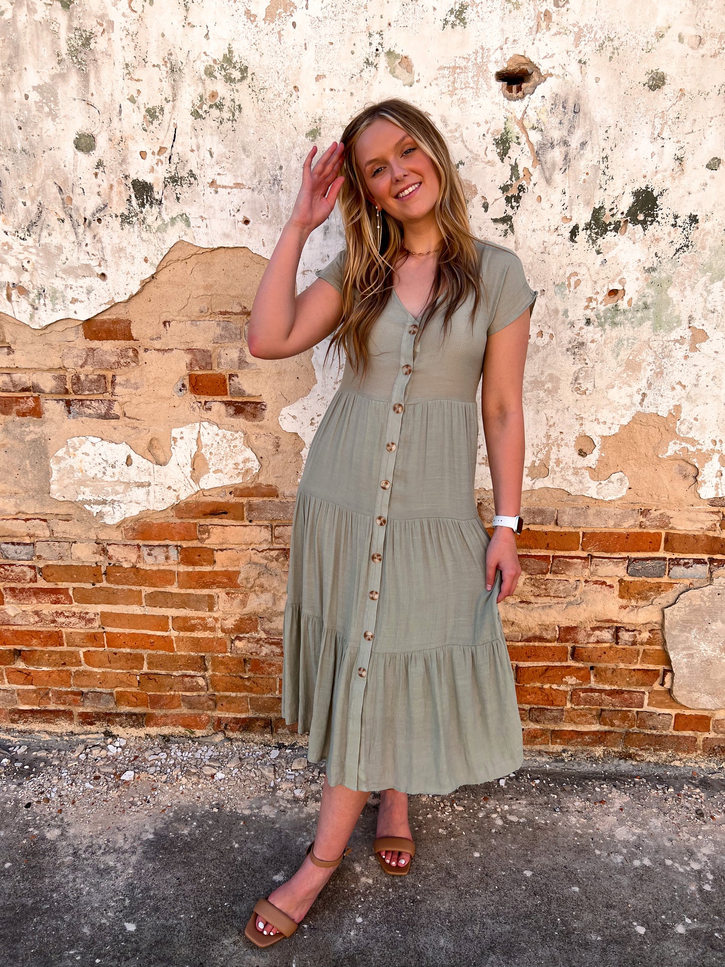 Kailani Button Down Midi Dress-Dress-blu pepper-CR2101, FAVES-The Twisted Chandelier