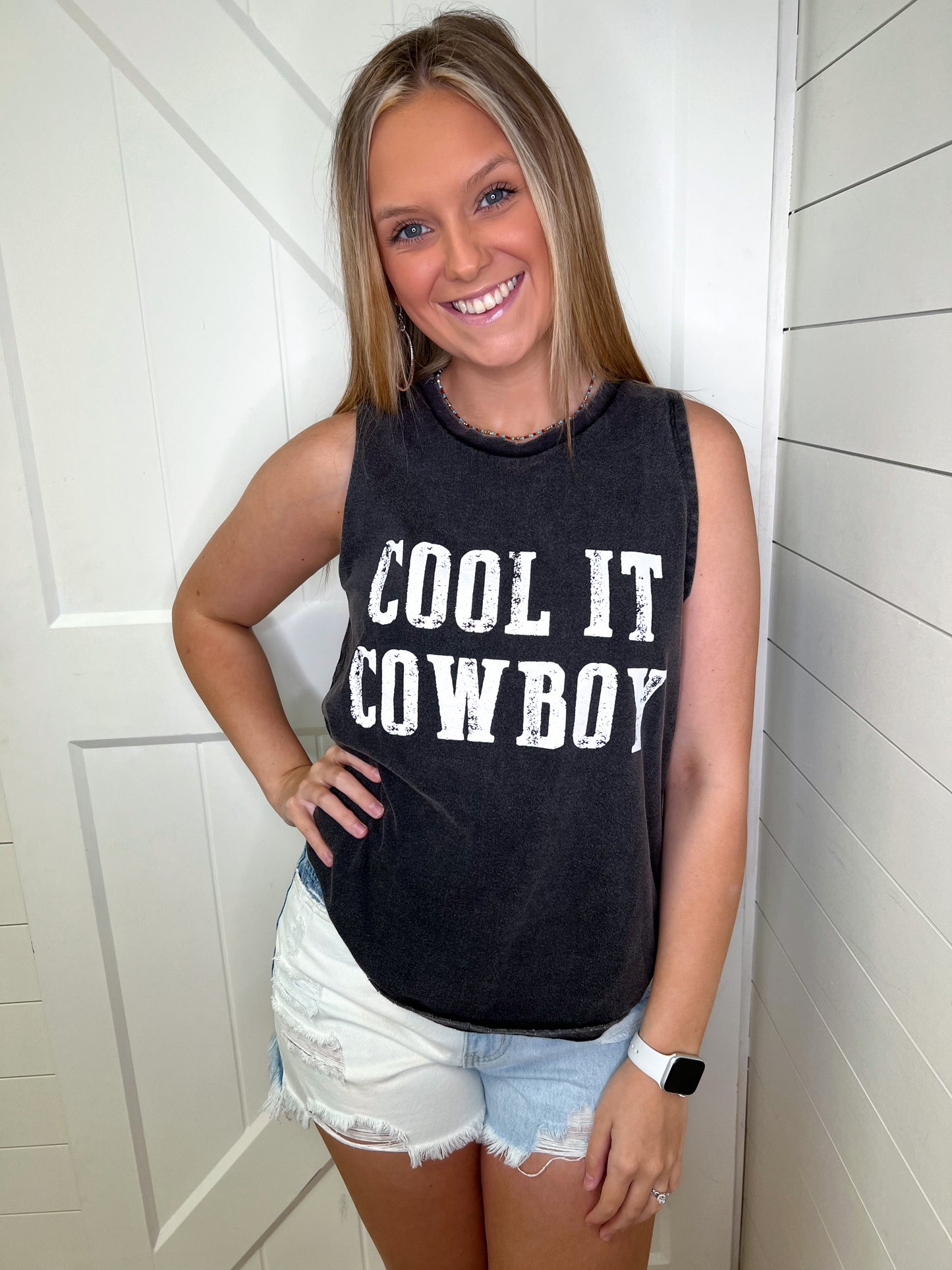 Cool It Cowboy Graphic Tank-TANK TOP-Zutter-6/20/23, FAVES, K2007-5066-The Twisted Chandelier