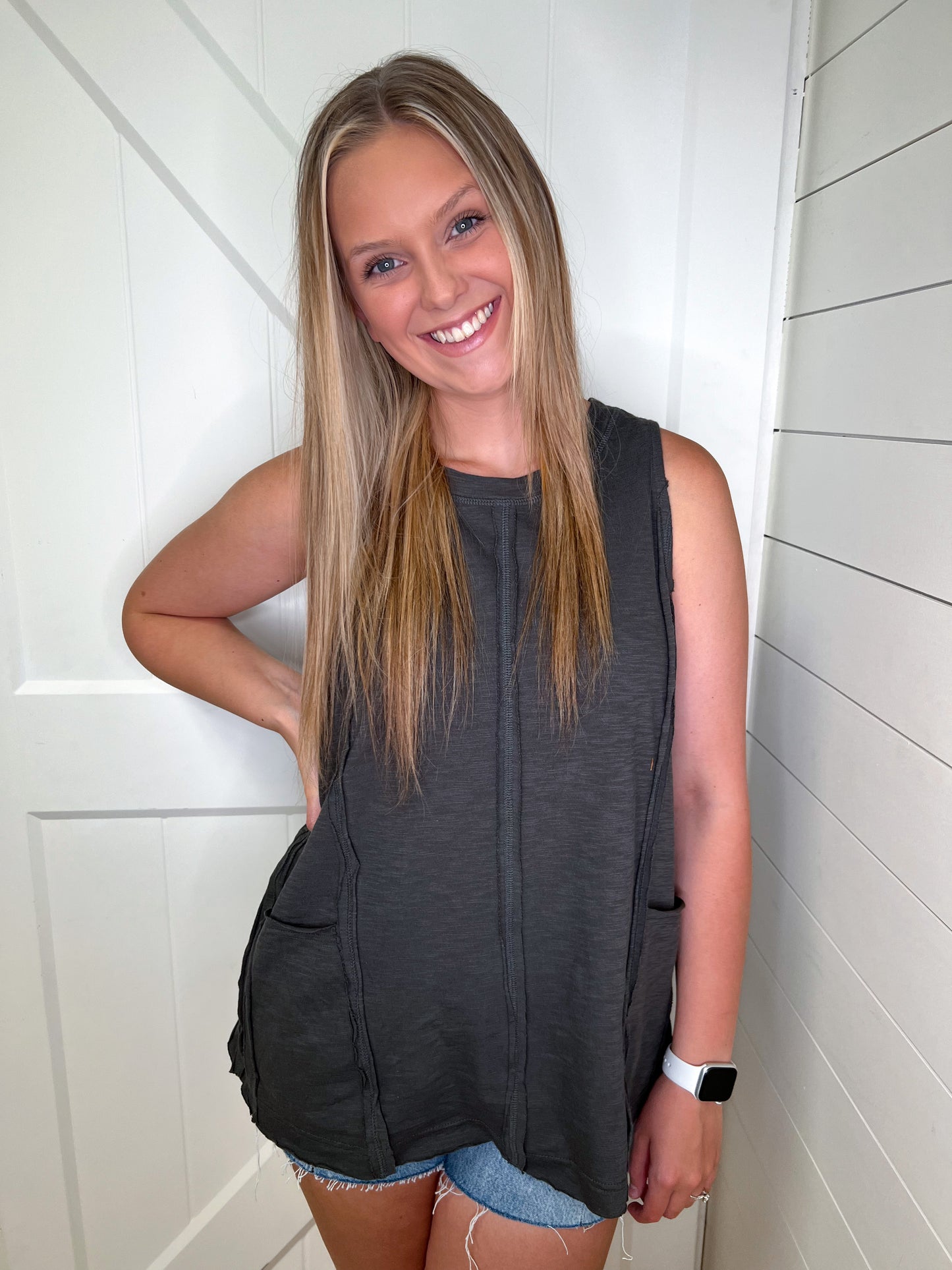 Thalia Sleeveless Exposed Seam Knit Tank Top-TANK TOP-VERY J-7/5, FAVES, NT11047-The Twisted Chandelier