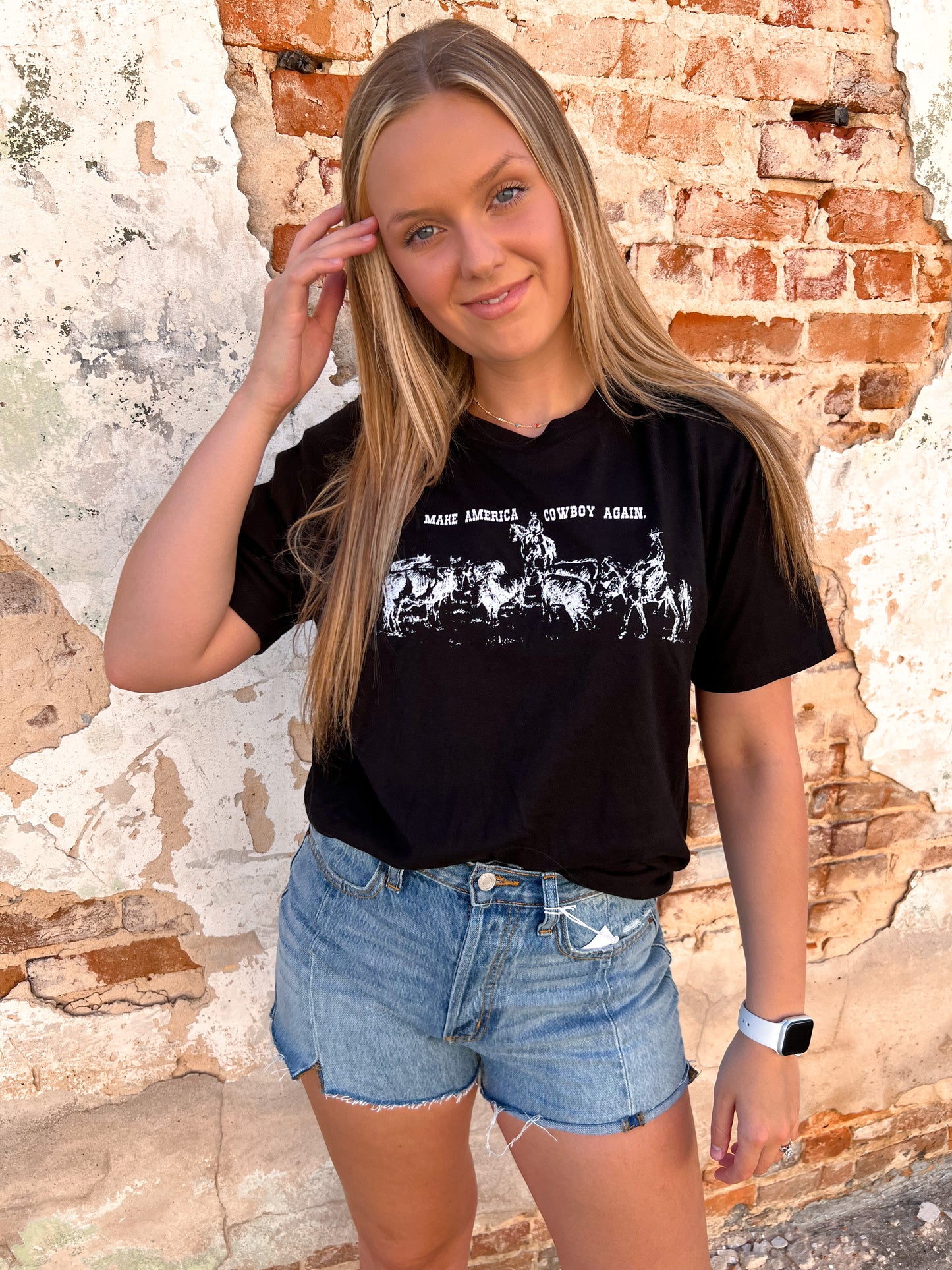Make America Cowboy Again Graphic Tee-Graphic T-Shirt-The Roaming Buffalo-1st md, md 7/30-The Twisted Chandelier