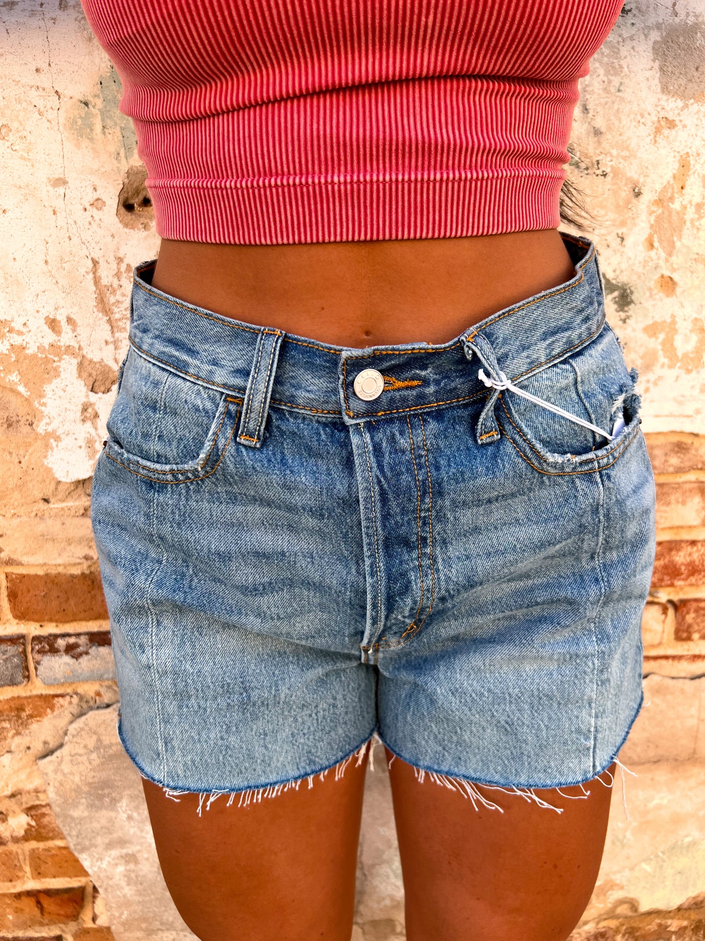 Mariana High Rise Front and Back Seam Mom Shorts-Shorts-Cello-6/13/23, shorts-The Twisted Chandelier