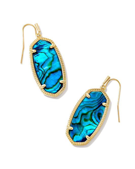 Kendra Scott Elle Drop Earrings Gold Teal Abalone-Earrings-Kendra Scott-E1017GLD, Max Retail-The Twisted Chandelier