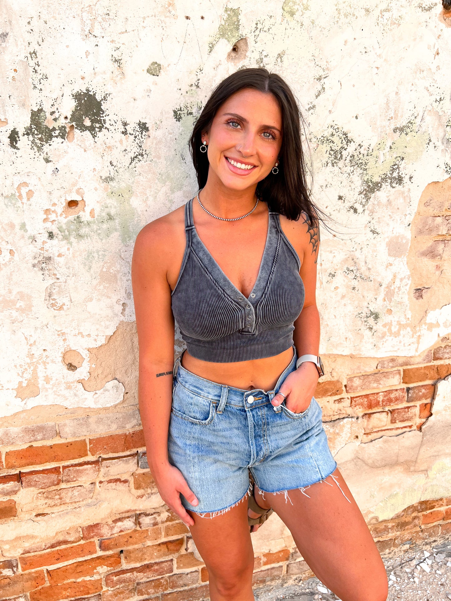 Mariana High Rise Front and Back Seam Mom Shorts-Shorts-Cello-6/13/23, shorts-The Twisted Chandelier