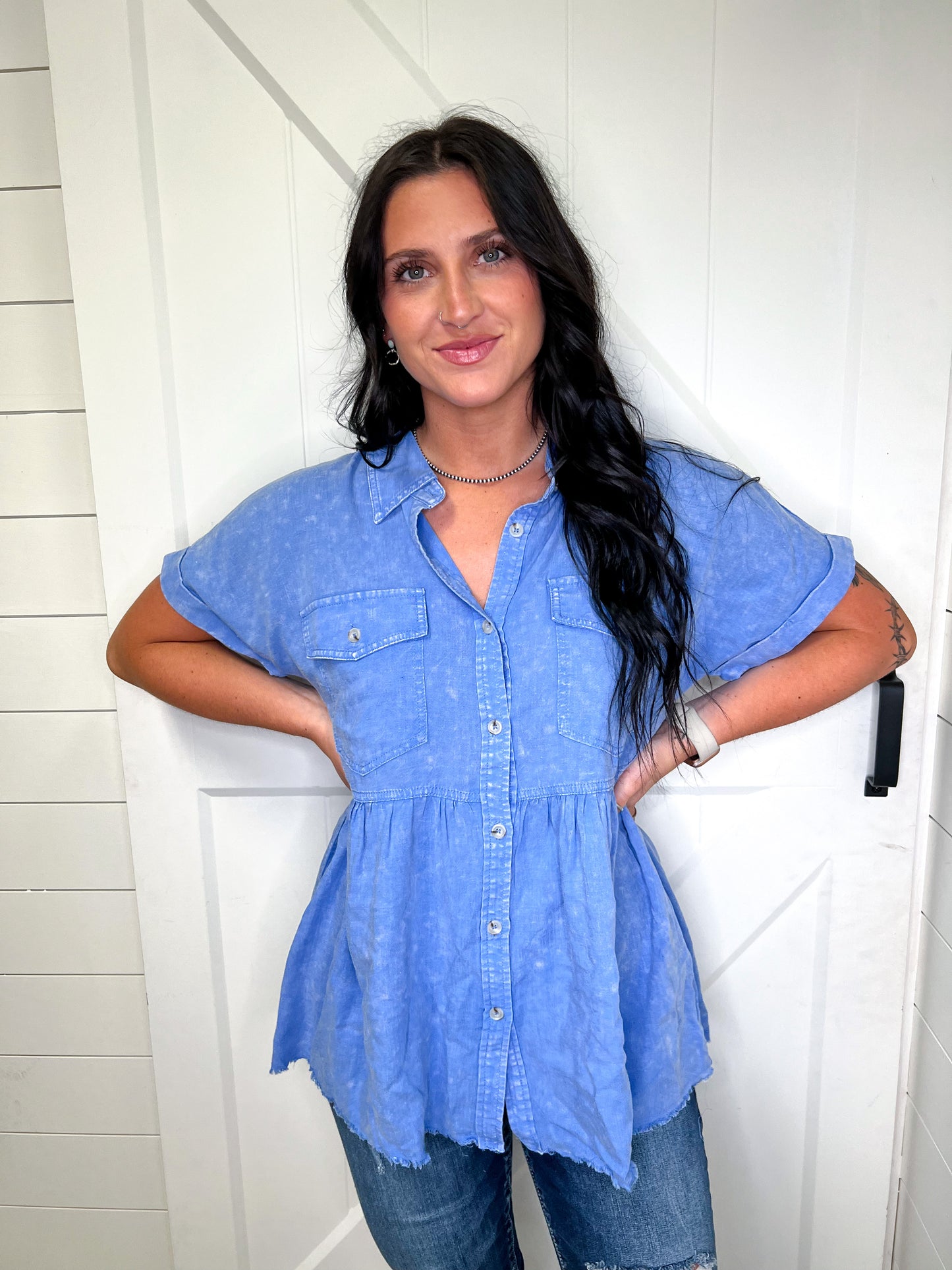 Avalon Solid Peplum Cuffed Short Sleeves Top-BLOUSE TOP-jodifl-6/6-The Twisted Chandelier