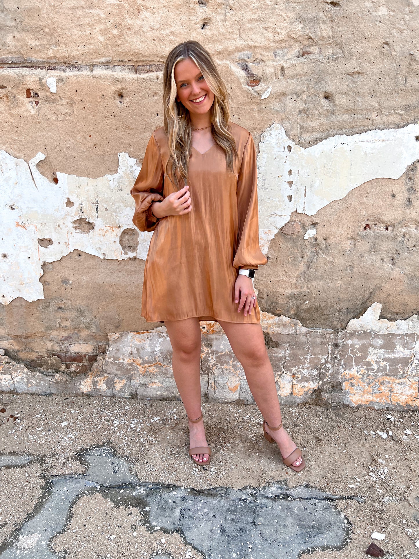 Ines Peasant Sleeve V Neck Flowy Tunic Dress-Dress-jodifl-1st md, B8906, md 7/30-The Twisted Chandelier