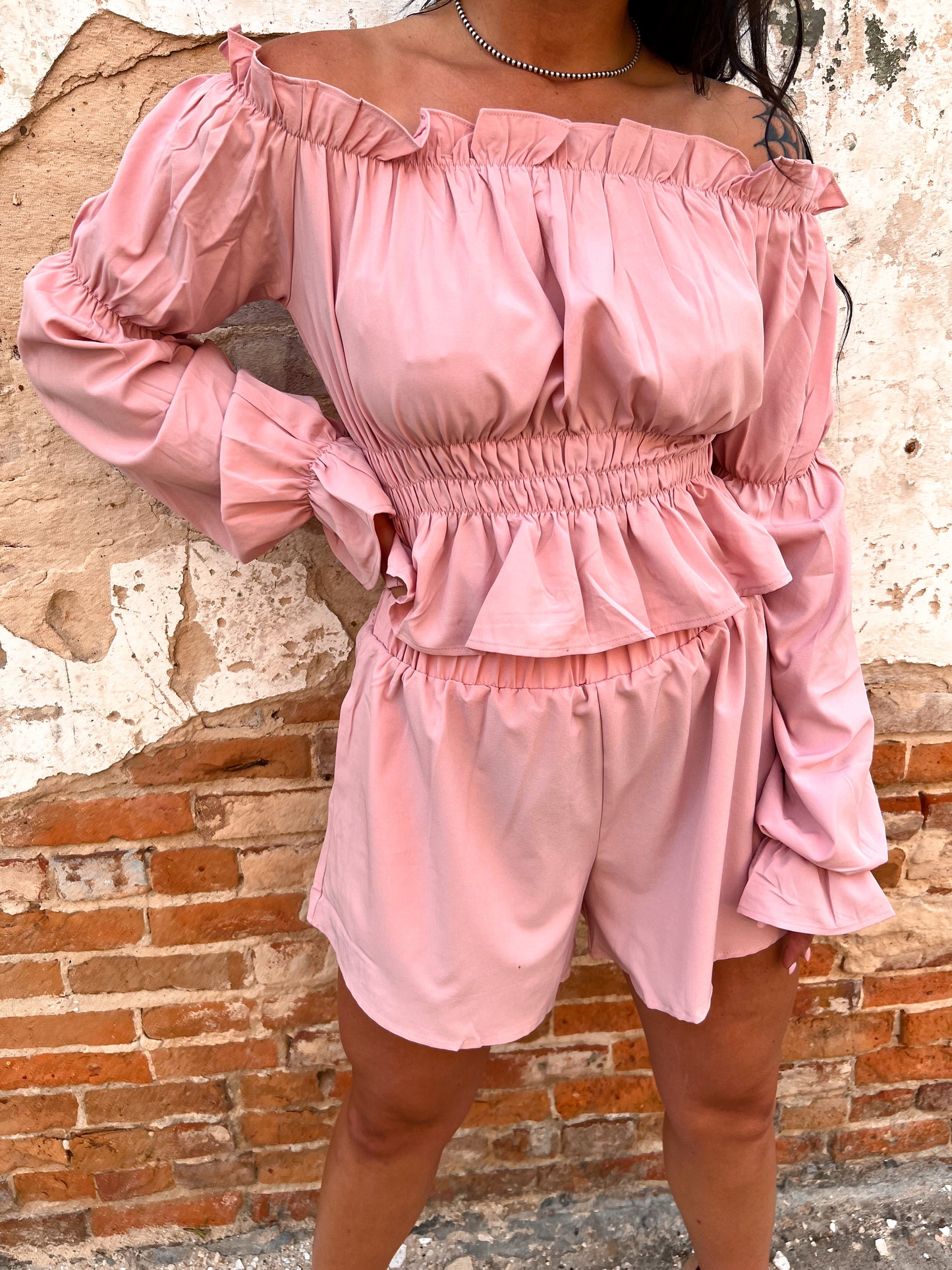 Imani Off Shoulder Shirring Hemming Top-mazik-BIN A4-The Twisted Chandelier