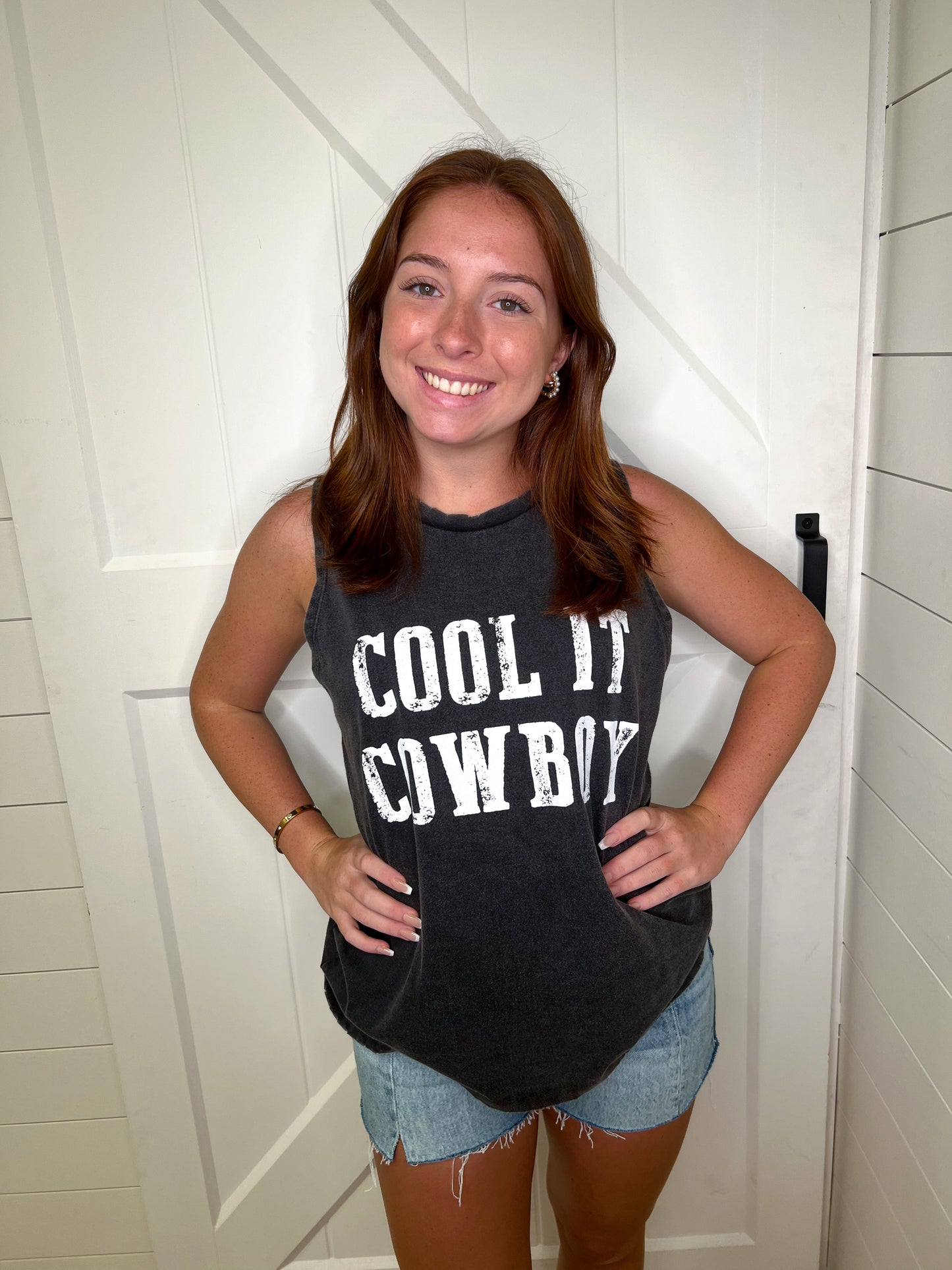 Cool It Cowboy Graphic Tank-TANK TOP-Zutter-6/20/23, FAVES, K2007-5066-The Twisted Chandelier