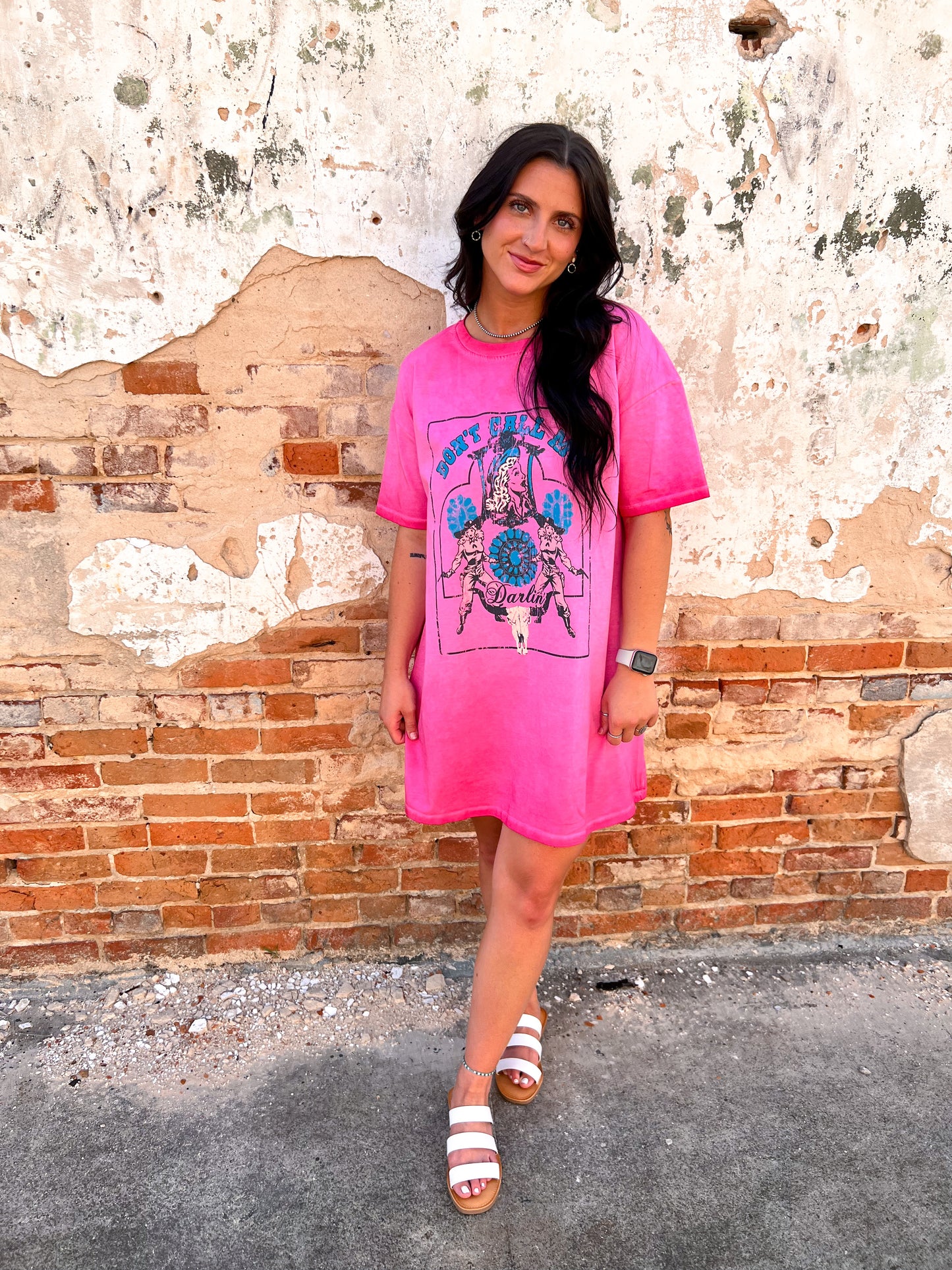 Don't Call Me Darlin On Pink Tee Dress-Dress-Southern Grace Wholesale-09/06/23, 1st md, 6/13/23-The Twisted Chandelier