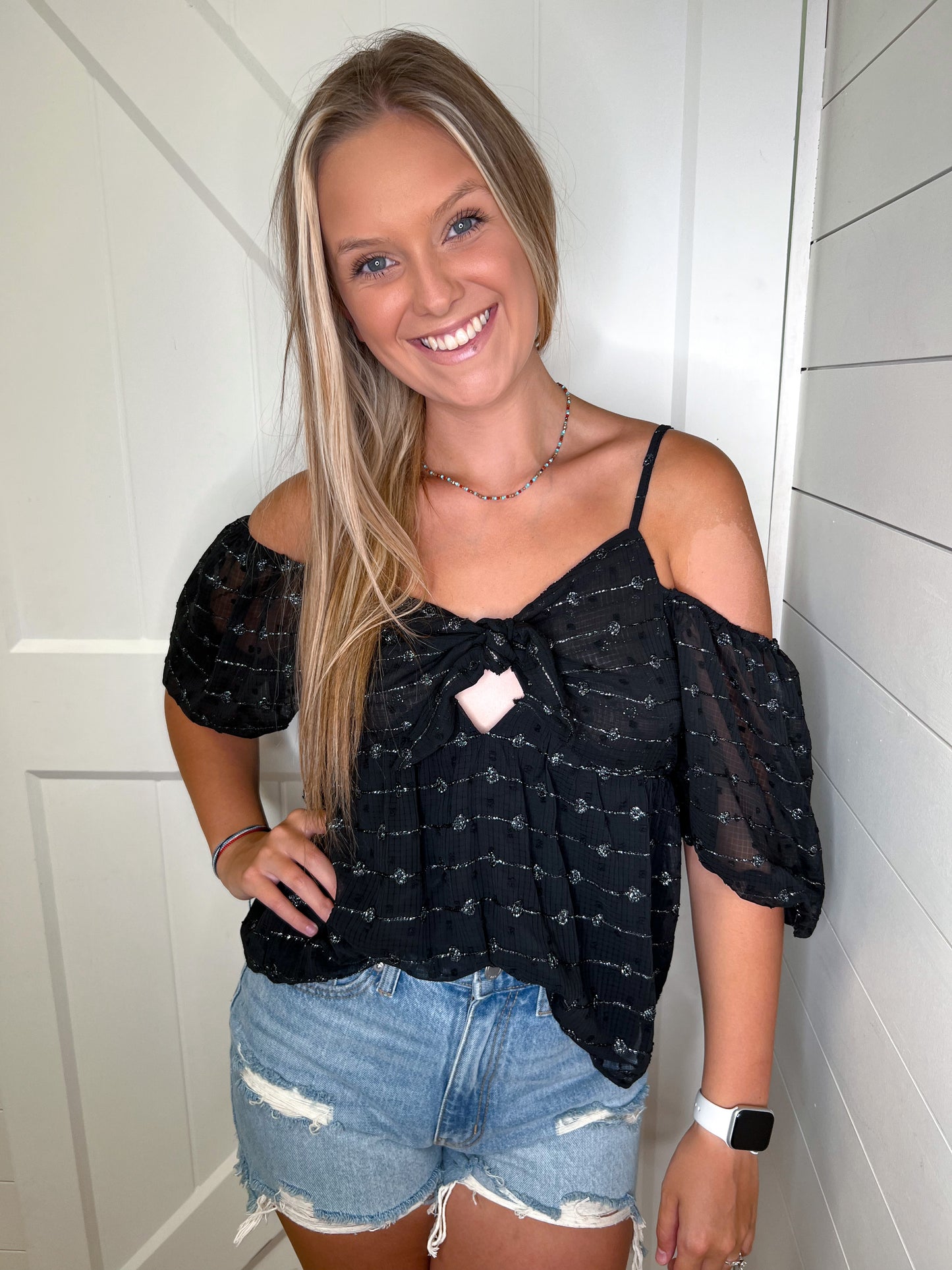 Sarah Textured Top with Bow on Front-TOPS-Andree-7/11/23-The Twisted Chandelier