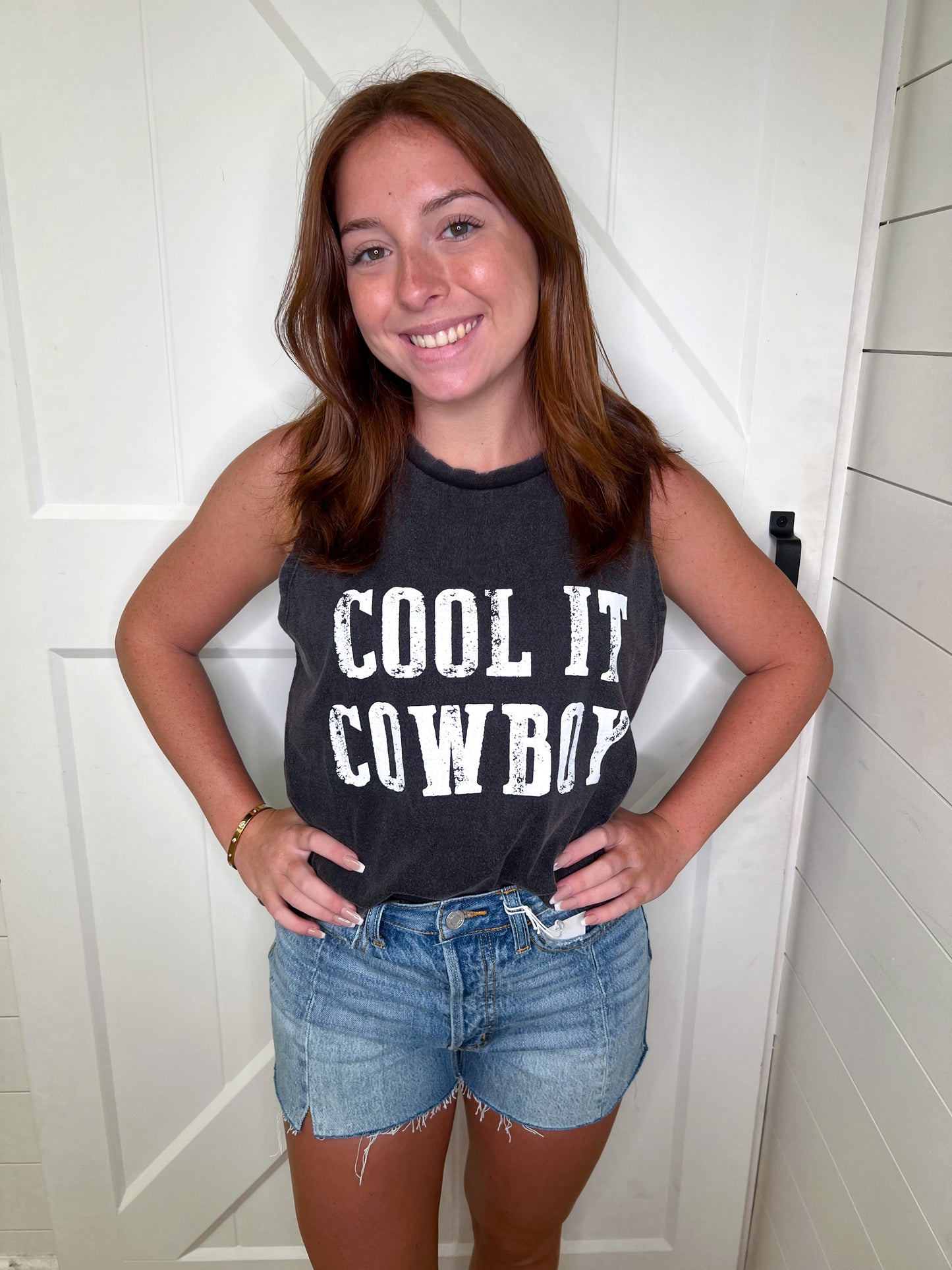 Cool It Cowboy Graphic Tank-TANK TOP-Zutter-6/20/23, FAVES, K2007-5066-The Twisted Chandelier