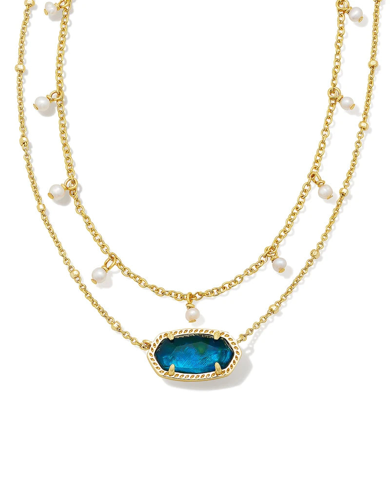 Kendra Scott Elisa Pearl Multi Strand Necklace Gold Teal Abalone-Necklaces-Kendra Scott-N00148GLD-The Twisted Chandelier