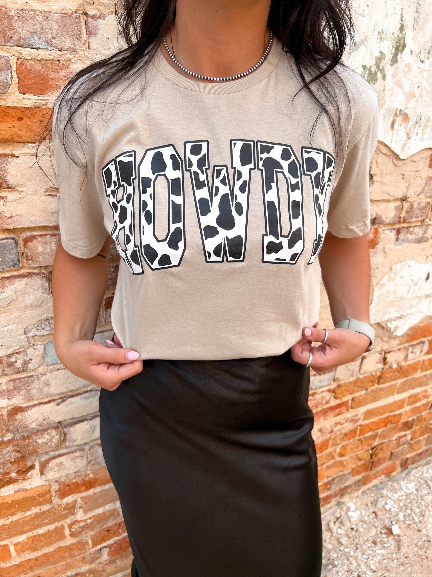 Cow Howdy Graphic Tee-Graphic T-Shirt-The Roaming Buffalo-BIN D5-The Twisted Chandelier