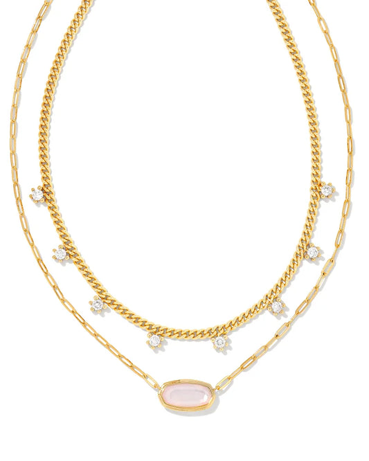 Kendra Scott Framed Elisa Multi Strand Necklace Gold Pink Opalite Illusion-Necklaces-Kendra Scott-N1943GLD-The Twisted Chandelier