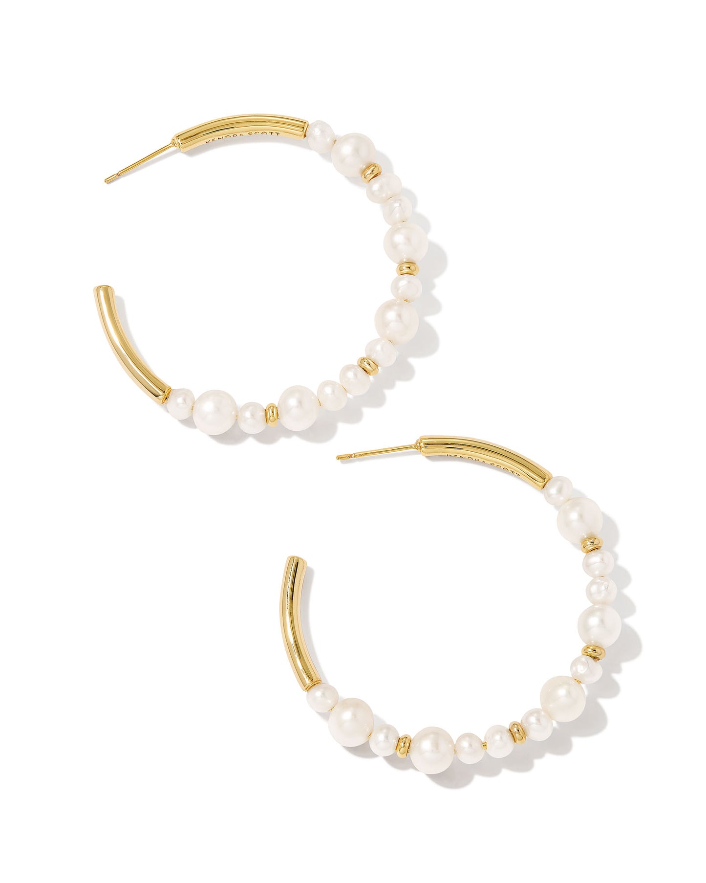 Kendra Scott Jovie Beaded Hoop Earrings Gold White Pearl-Earrings-Kendra Scott-E00054GLD-The Twisted Chandelier