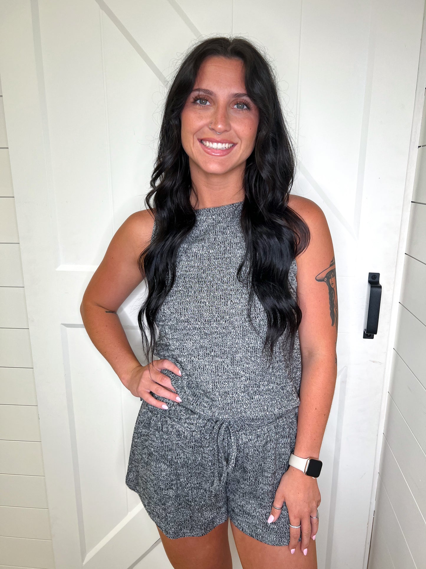 Hello Mello Cuddleblend Lounge Tank - Black-Loungewear-HELLO MELLO-JAN2022, mar22/22-The Twisted Chandelier