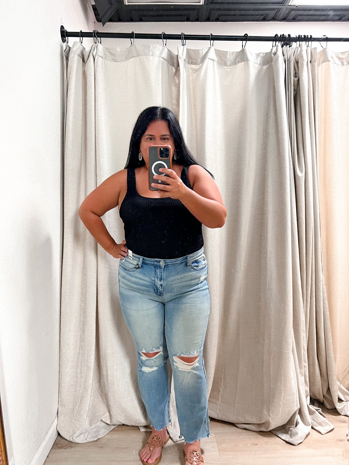 Gabriella Square Neck Tank Bodysuit- Plus-Shirt-Kori America--The Twisted Chandelier