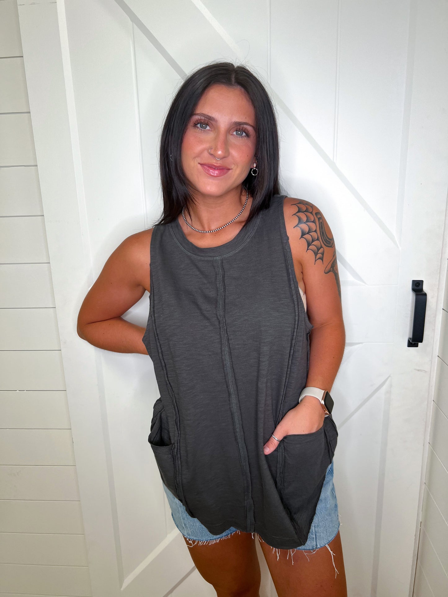 Thalia Sleeveless Exposed Seam Knit Tank Top-TANK TOP-VERY J-7/5, FAVES, NT11047-The Twisted Chandelier