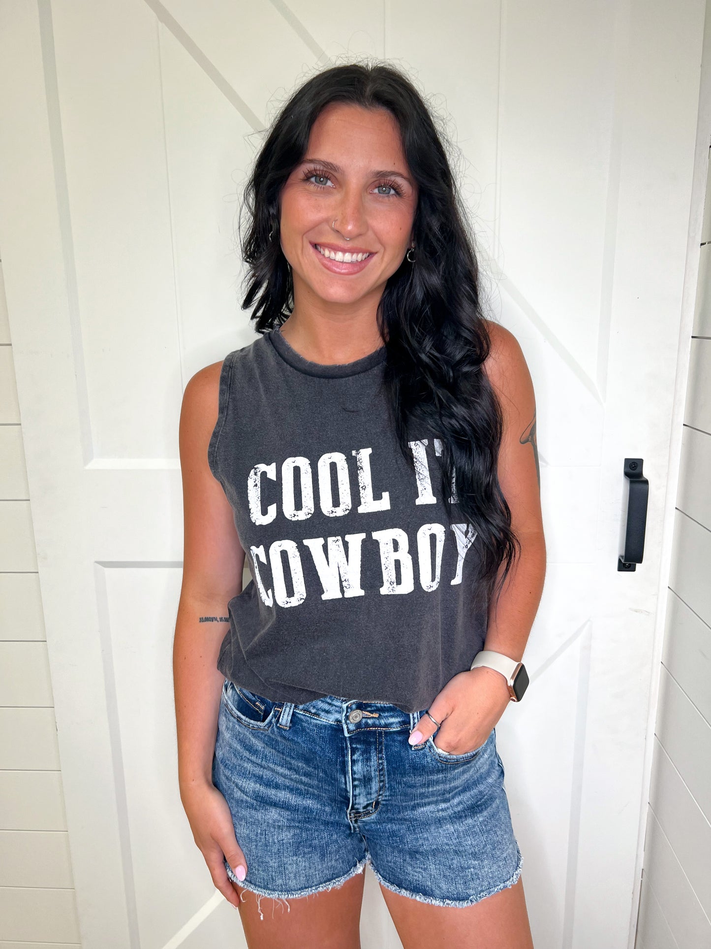 Cool It Cowboy Graphic Tank-TANK TOP-Zutter-6/20/23, FAVES, K2007-5066-The Twisted Chandelier