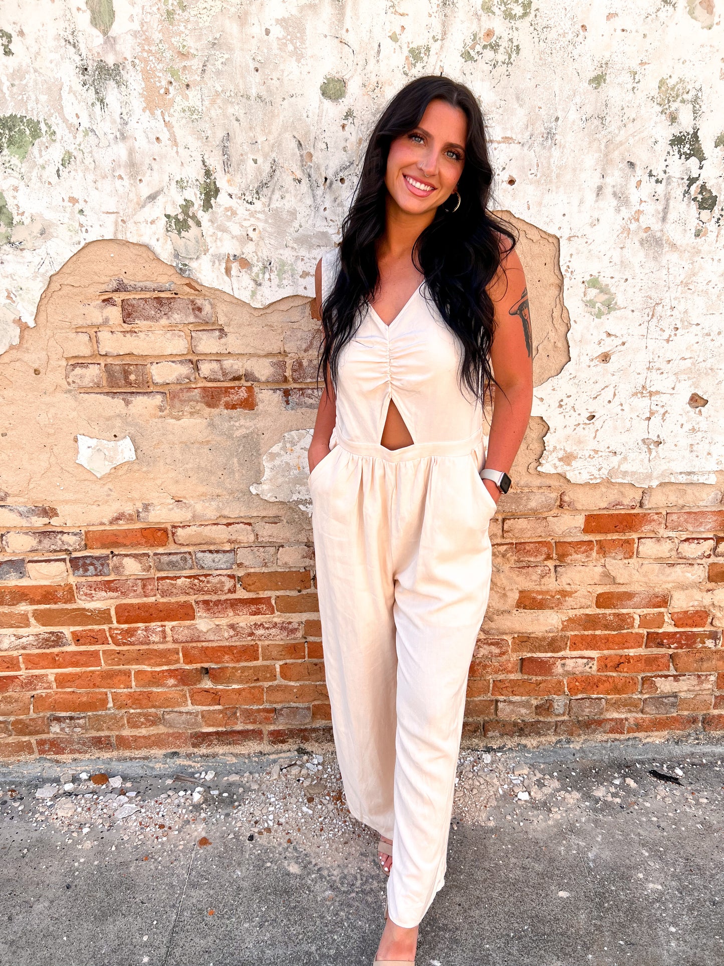 Serenity Wide Leg Jumpsuit with Small Cutout-BLOUSE TOP-Heyson-7/5, BIN A1-The Twisted Chandelier