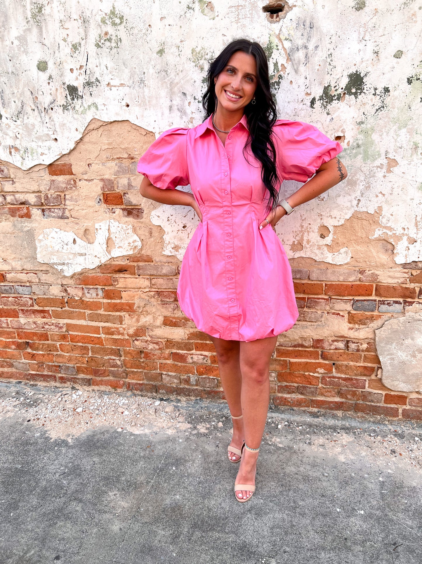 Maleia Bubble Hem Shirt Dress-Dress-&merci-7/11/23-The Twisted Chandelier