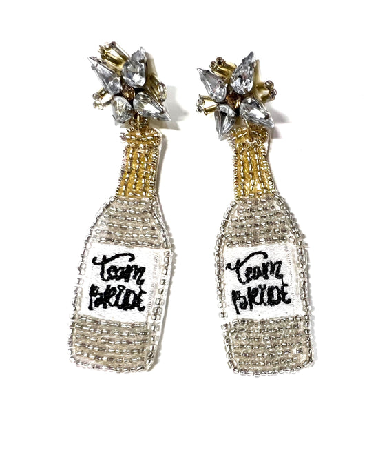 Team Bride Bottle Seed Bead Earrings-Earrings-Kenze Pannee-04/25-The Twisted Chandelier