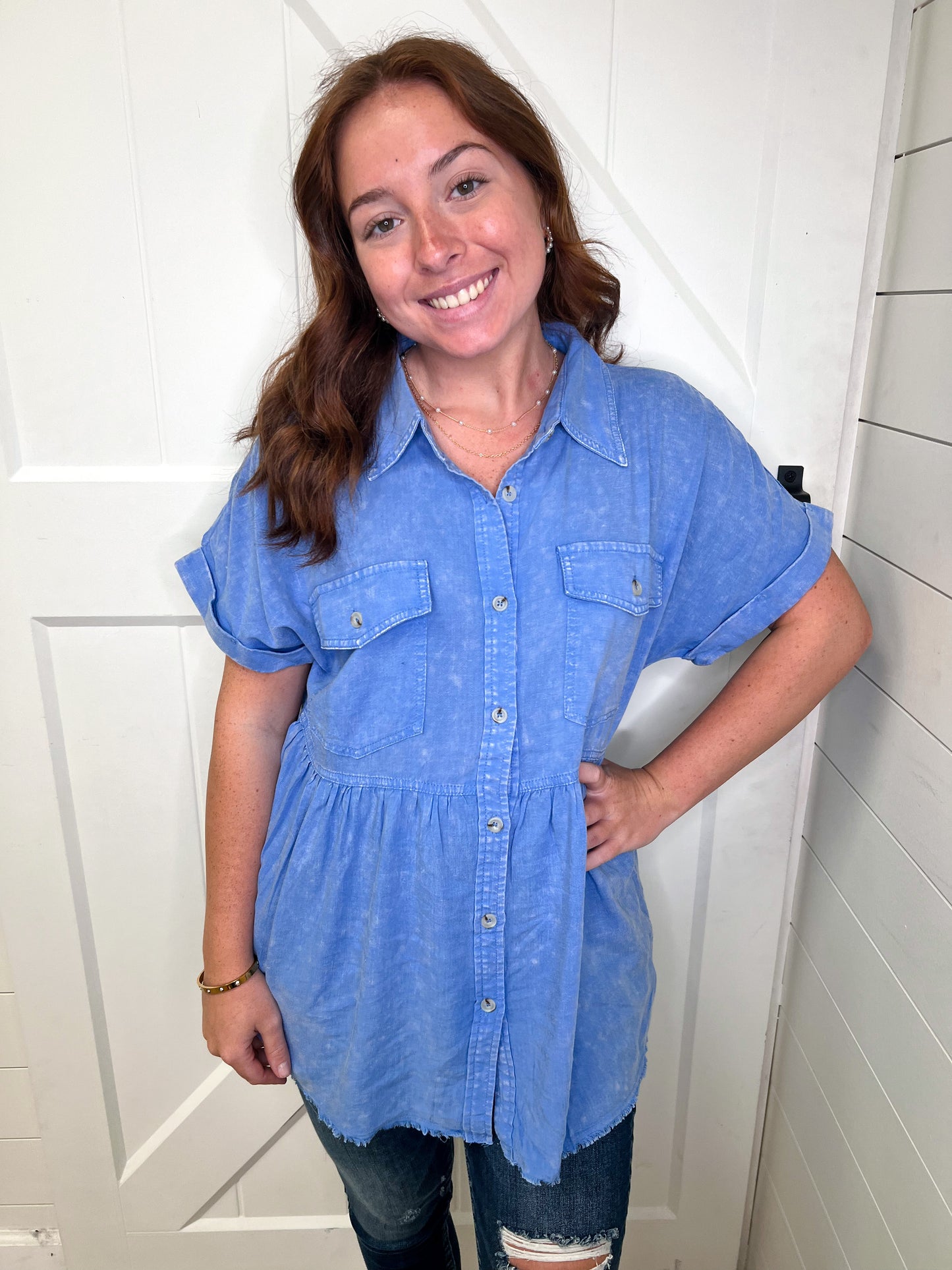 Avalon Solid Peplum Cuffed Short Sleeves Top-BLOUSE TOP-jodifl-6/6-The Twisted Chandelier