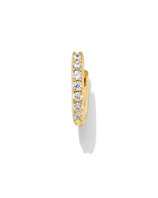 Kendra Scott Addison Crystal Single Huggie Earrring Gold White Crystal-Earrings-Kendra Scott-E00411GLD-The Twisted Chandelier