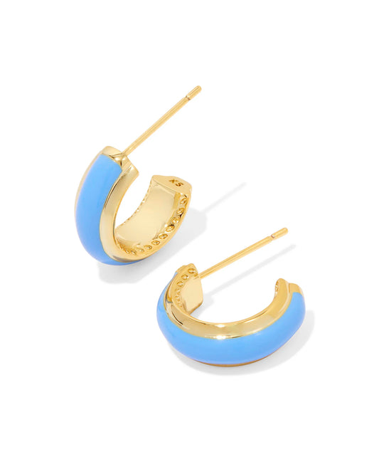 Kendra Scott Ainsley Huggie Earrings Gold Light Blue Enamel-Earrings-Kendra Scott-CR 07/31/24,E00564GLD,FD 07/31/24,gameday,Sale Kendra Scott-The Twisted Chandelier