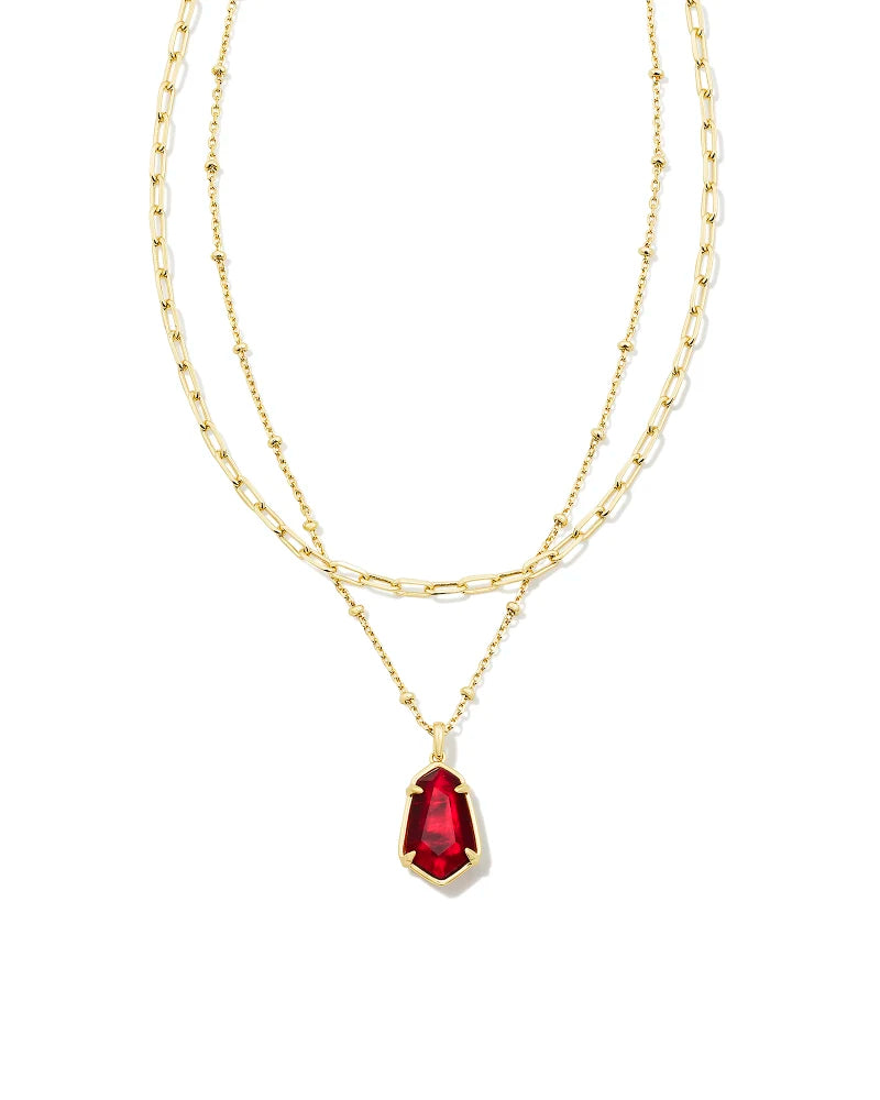 Kendra Scott Alexandria Multi Strand Necklace Gold Cranberry Illusion-Necklaces-Kendra Scott-N00334GLD-The Twisted Chandelier