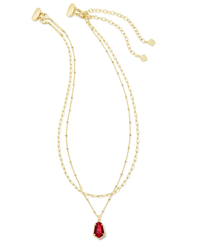 Kendra Scott Alexandria Multi Strand Necklace Gold Cranberry Illusion-Necklaces-Kendra Scott-N00334GLD-The Twisted Chandelier