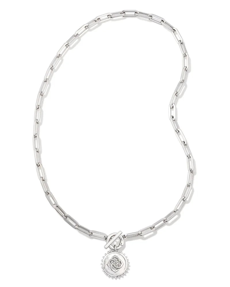 Kendra Scott Brielle Medallion Chain Necklace Silver-Necklaces-Kendra Scott-N00143RHD-The Twisted Chandelier
