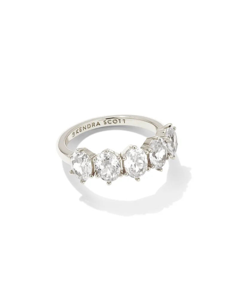 Kendra Scott Cailin Crystal Band Ring Rhodium Metal White Cz Size 7-Rings-Kendra Scott-R1313RHD-The Twisted Chandelier