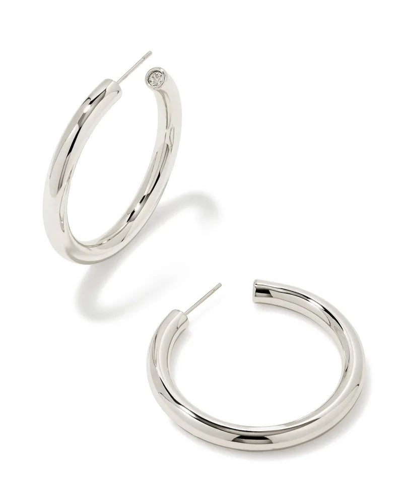Kendra Scott Colette Large Hoop Earrings Silver-Earrings-Kendra Scott-E00108RHD-The Twisted Chandelier