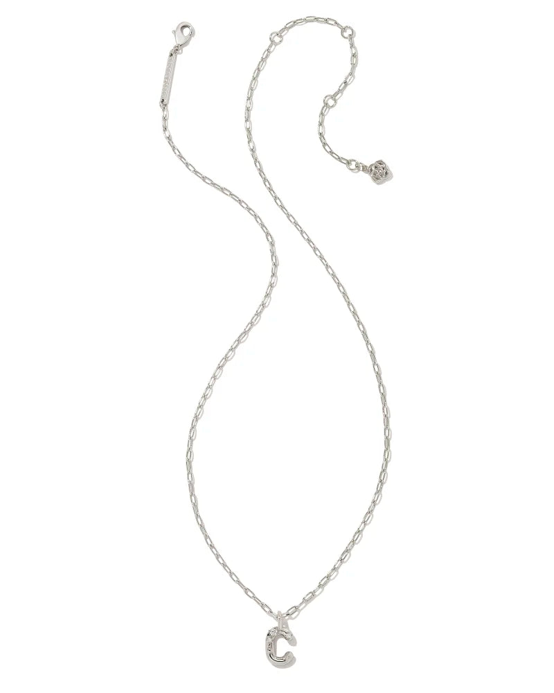 Kendra Scott Crystal Letter C Short Pendant Necklace Silver White CZ-Necklaces-Kendra Scott-N00193RHD-The Twisted Chandelier
