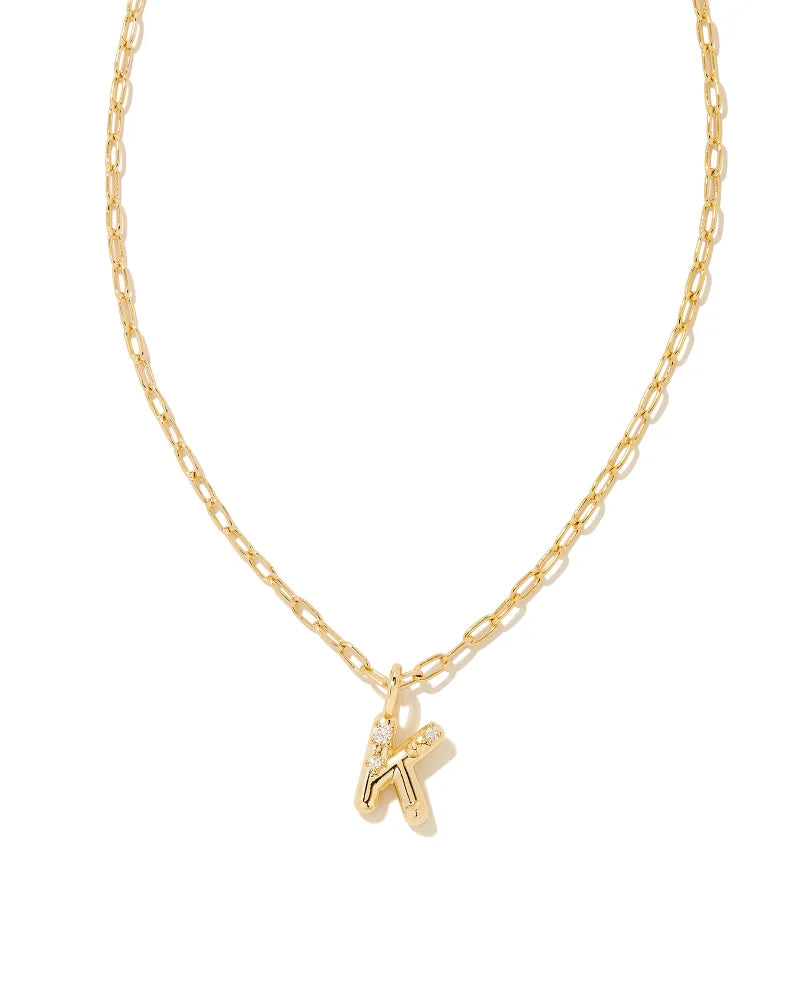 Kendra Scott Crystal Letter K Short Pendant Necklace Gold White CZ-Necklaces-Kendra Scott-N00201GLD-The Twisted Chandelier