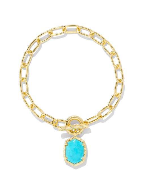Kendra Scott Daphne Link and Chain Bracelet Gold Variegated Turquoise Magnesite S/M-Bracelets-Kendra Scott-B00161GLD-The Twisted Chandelier