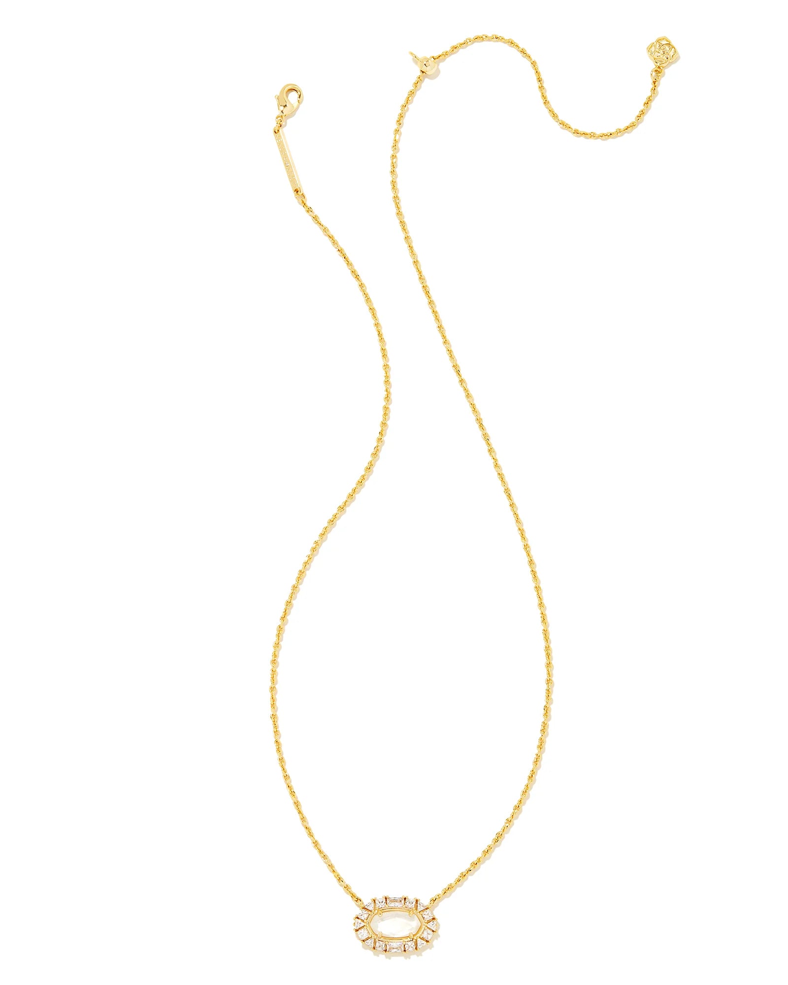 Kendra Scott Elisa Crystal Frame Short Pendant Necklace Gold Ivory Mother of Pearl-Necklaces-Kendra Scott-N00330GLD-The Twisted Chandelier