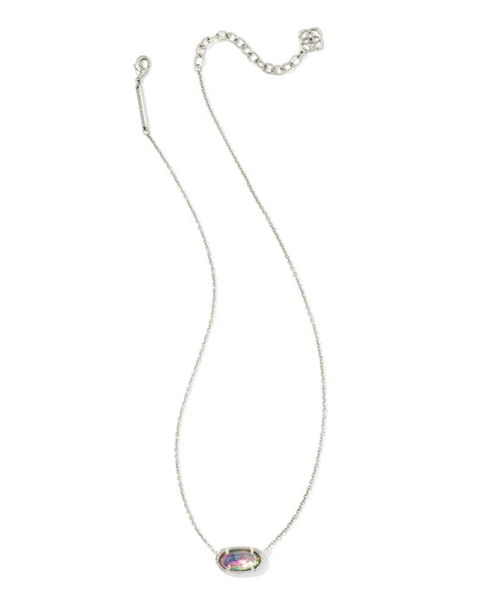 Kendra Scott Elisa Short Pendant Necklace Rhodium Lilac Abalone-Necklaces-Kendra Scott-N5067RHD-The Twisted Chandelier
