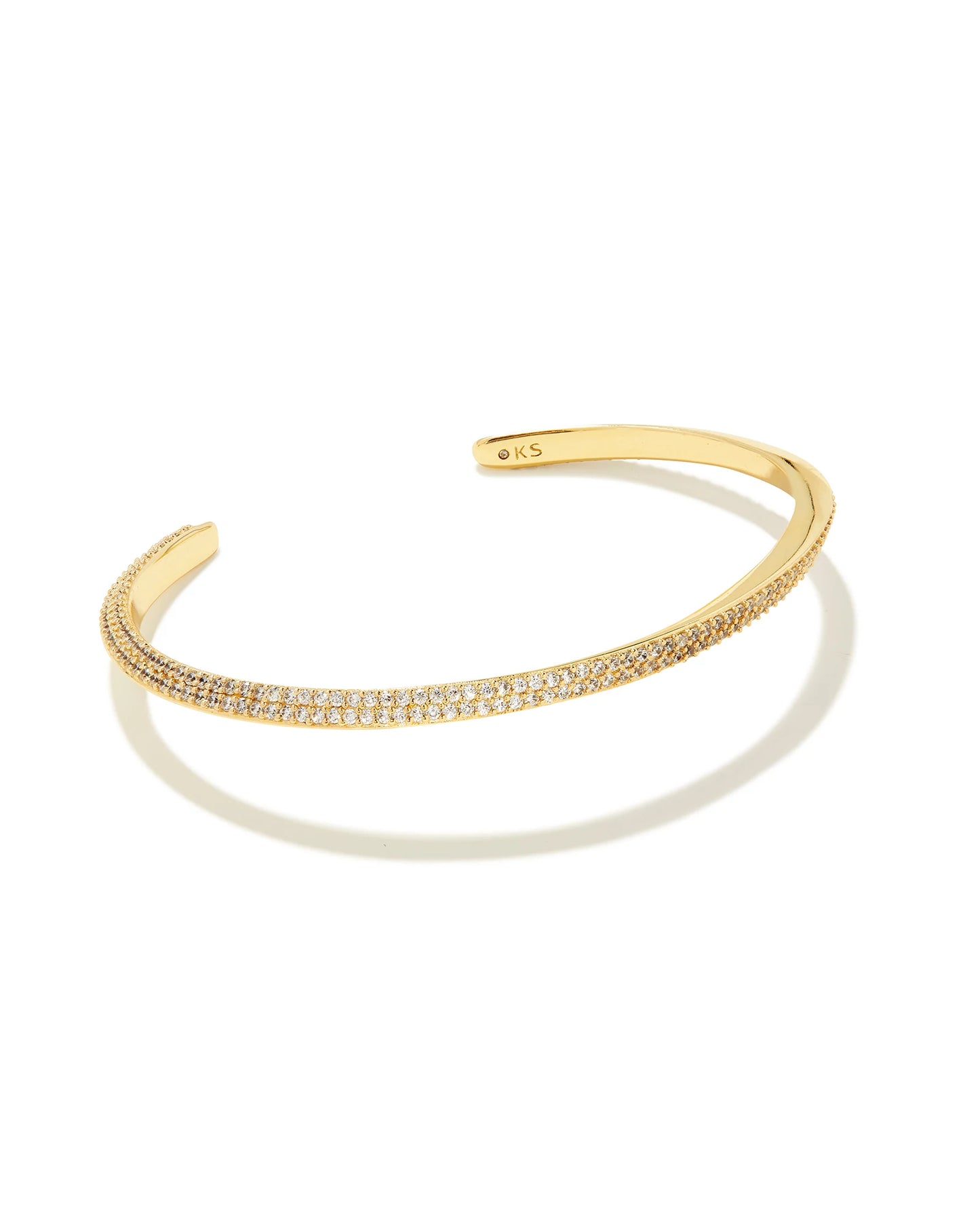 Kendra Scott Ella Cuff Bracelet Gold White CZ S/M-Bracelets-Kendra Scott-B00114GLD-The Twisted Chandelier