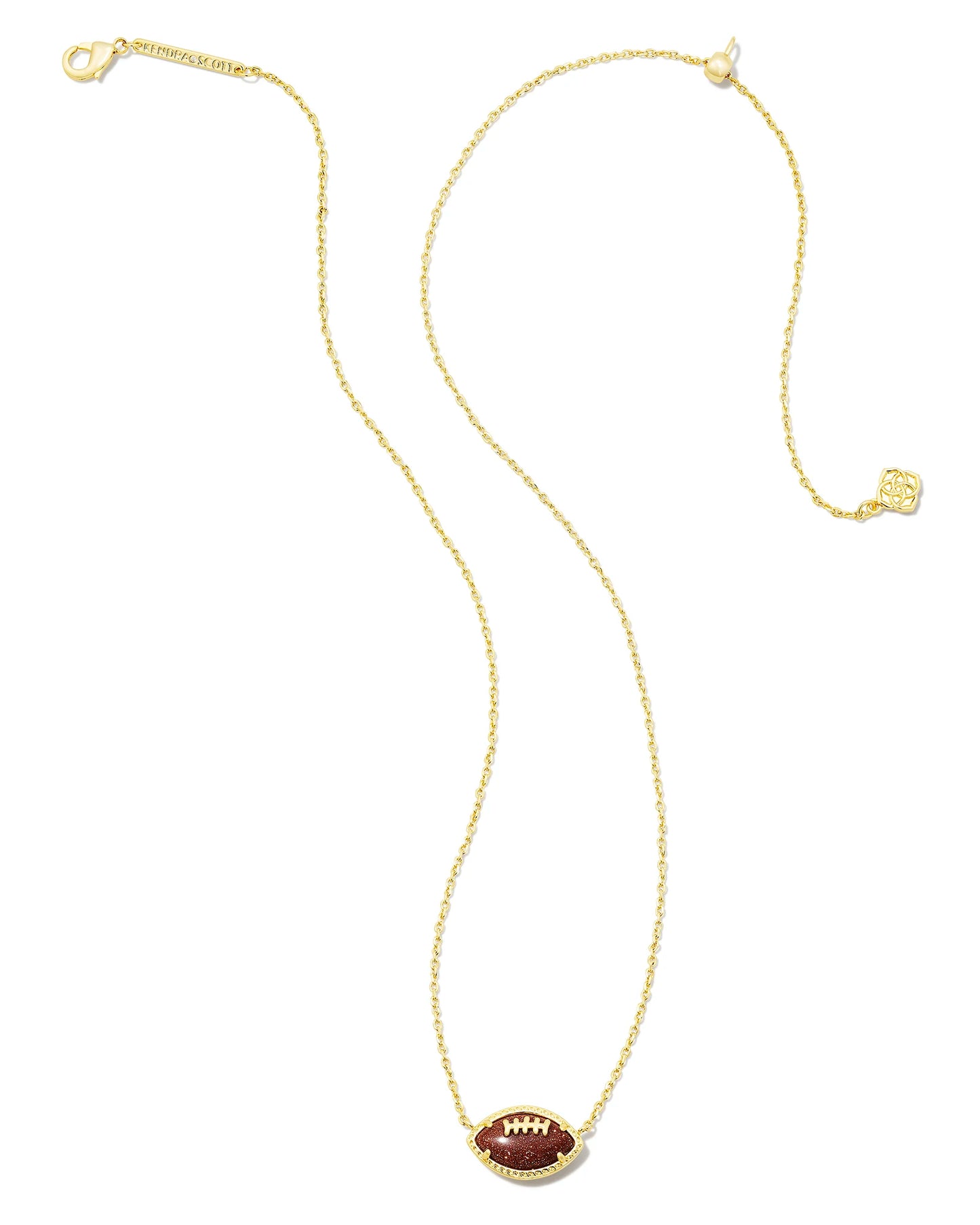 Kendra Scott Football Short Pendant Necklace Gold Orange Goldstone-Necklaces-Kendra Scott-N00329GLD-The Twisted Chandelier