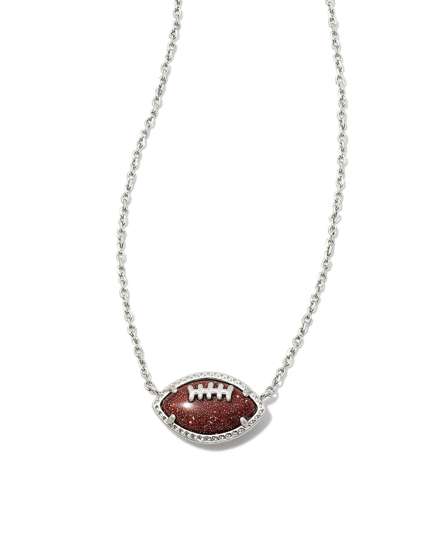 Kendra Scott Football Short Pendant Necklace Silver Orange Goldstone-Necklaces-Kendra Scott-G00028GLD-The Twisted Chandelier