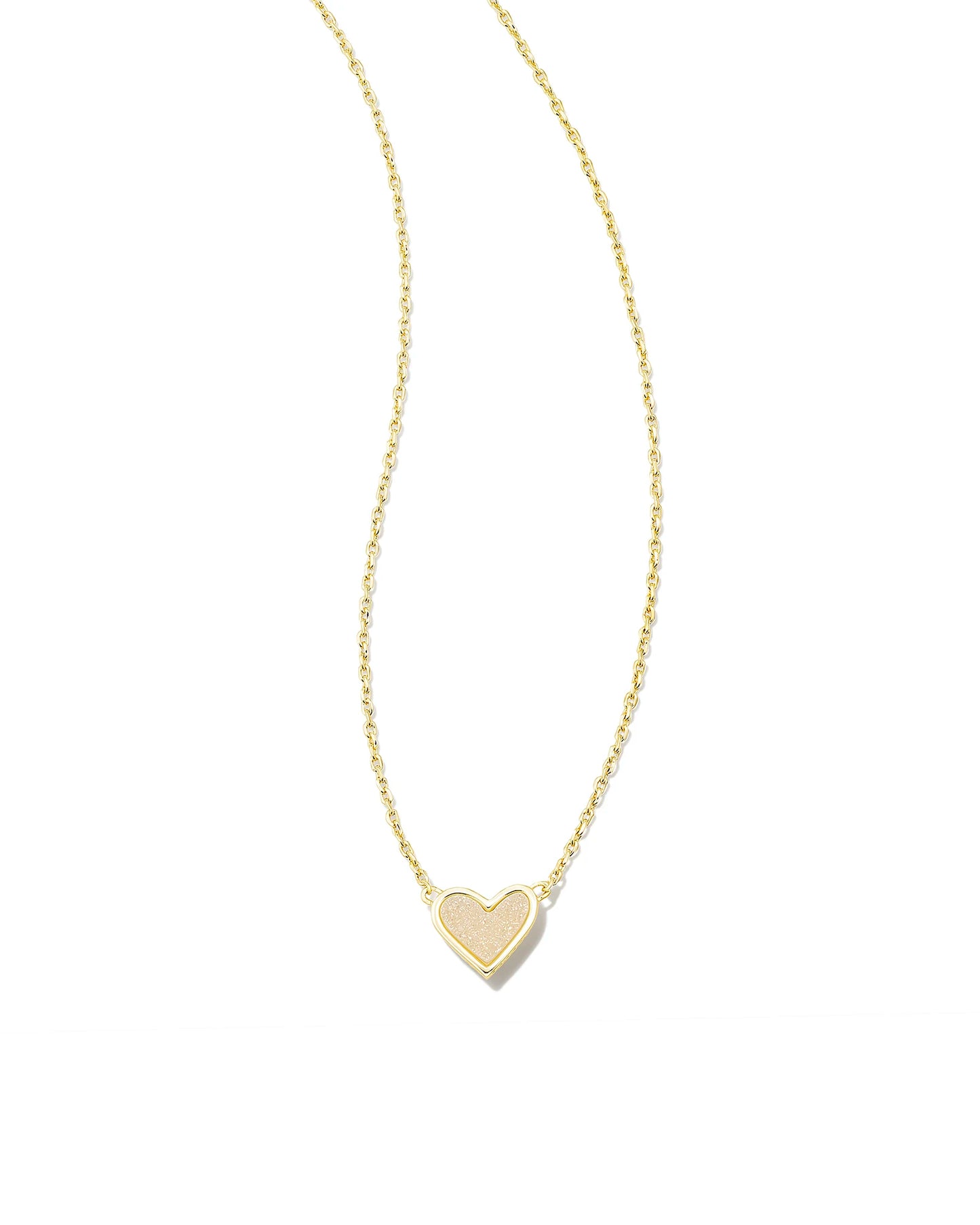 Kendra Scott Framed Ari Heart Short Pendant Necklace Gold Iridescent Drusy-Necklaces-Kendra Scott-N00347GLD-The Twisted Chandelier