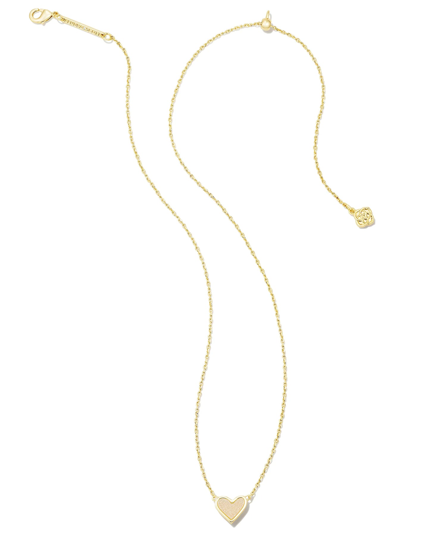 Kendra Scott Framed Ari Heart Short Pendant Necklace Gold Iridescent Drusy-Necklaces-Kendra Scott-N00347GLD-The Twisted Chandelier