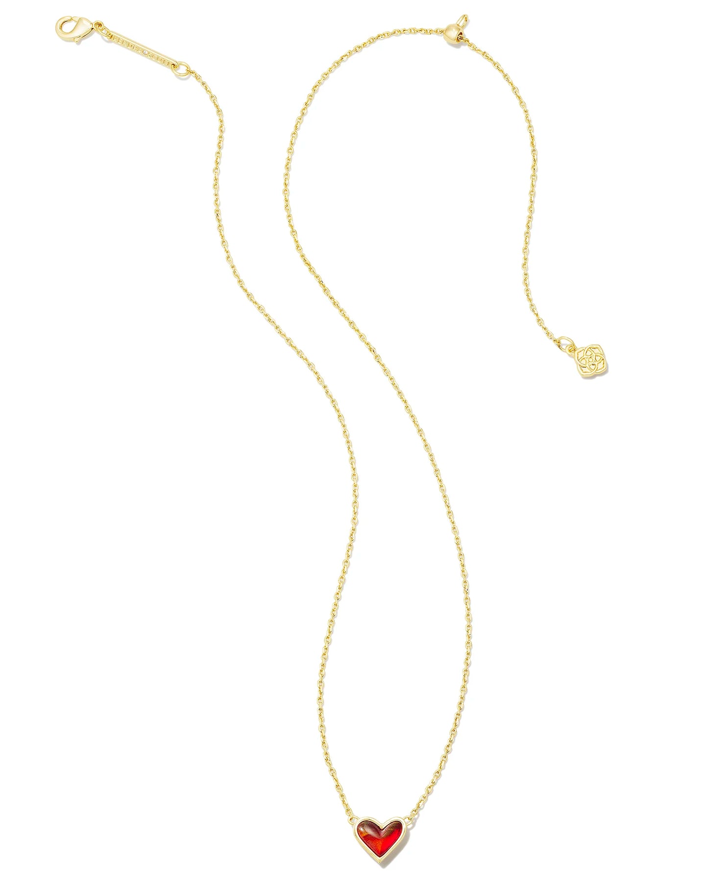 Kendra Scott Framed Ari Heart Short Pendant Necklace Gold Red Opalescent Resin-Necklaces-Kendra Scott-N00347GLD-The Twisted Chandelier